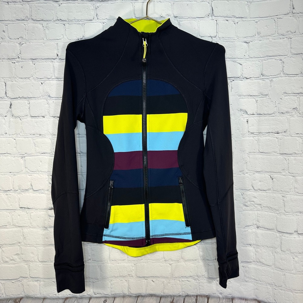 Lululemon Define Jacket Size 6 Black Striped Full Zip Yoga Workout Track Top